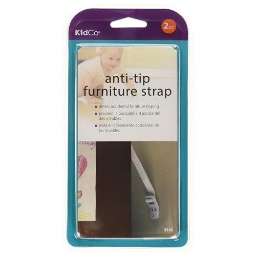 KidCo Anti-Tip Furniture Straps - Anti Tip Safety Straps, TV & Furniture Straps for Child Safety, Two Pack, White - Image 1
