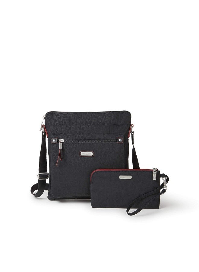 Baggallini Womens Go Bagg With Rfid Phone Wristlet Handbags Black Cheetah One Size Us - Image 1