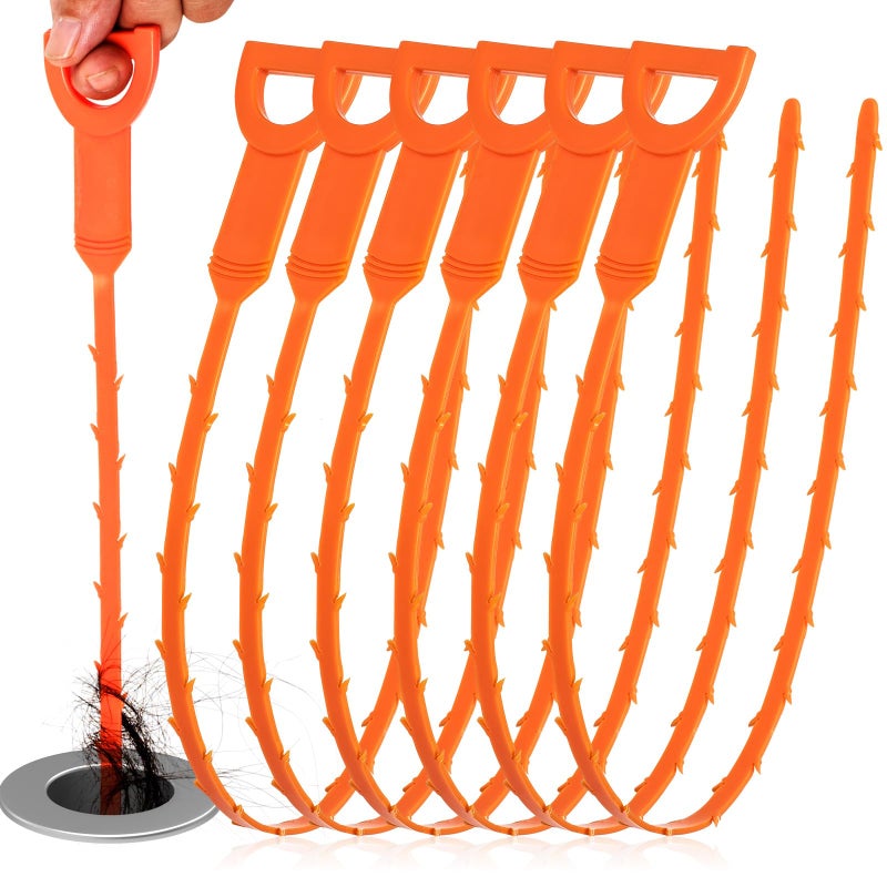 QUIUMES Drain Clog Remover, Effective Drain Snake Hair Drain Clog Remover, Ideal Drain Cleaner For Sinks, Showers, And Tubs - Flexible And Durable 6Pack 20inch Length For Easy Use. - Image 1