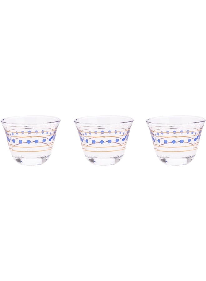AKDC Cawa Cup 3Pcs L(6CM) XW(6CM) XH(5CM) Clear, blue, golden - Image 1