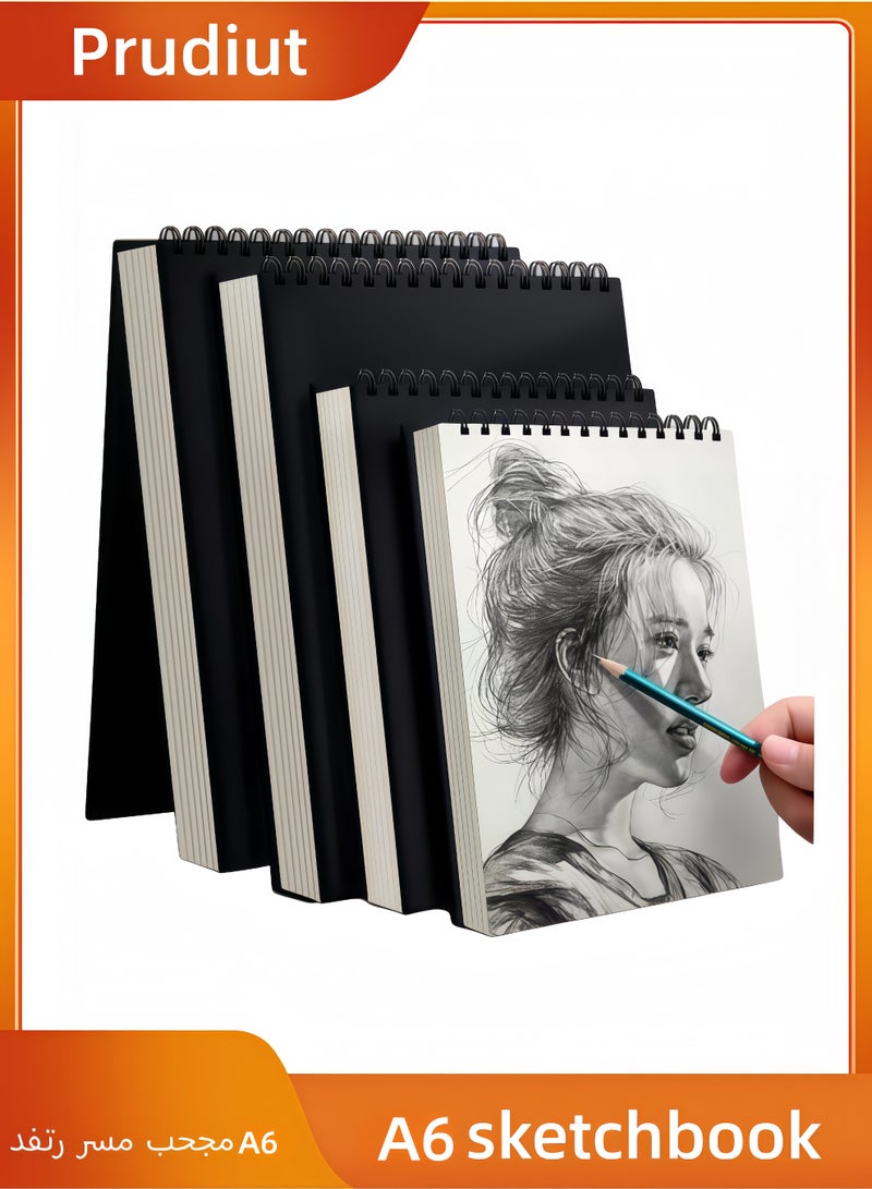 بروديوت كراسة رسم مقاس 4.13 بوصة × 5.83 بوصة، ذات غلاف حلزوني علوي، تحتوي على 30 ورقة من ورق الرسم A6 الخالي من الأحماض بوزن 68 رطل/100 غرام، كراسة رسم فنية للأطفال والفنانين والمبتدئين، ومستلزمات فنية احترافية للبالغين. - Image 1