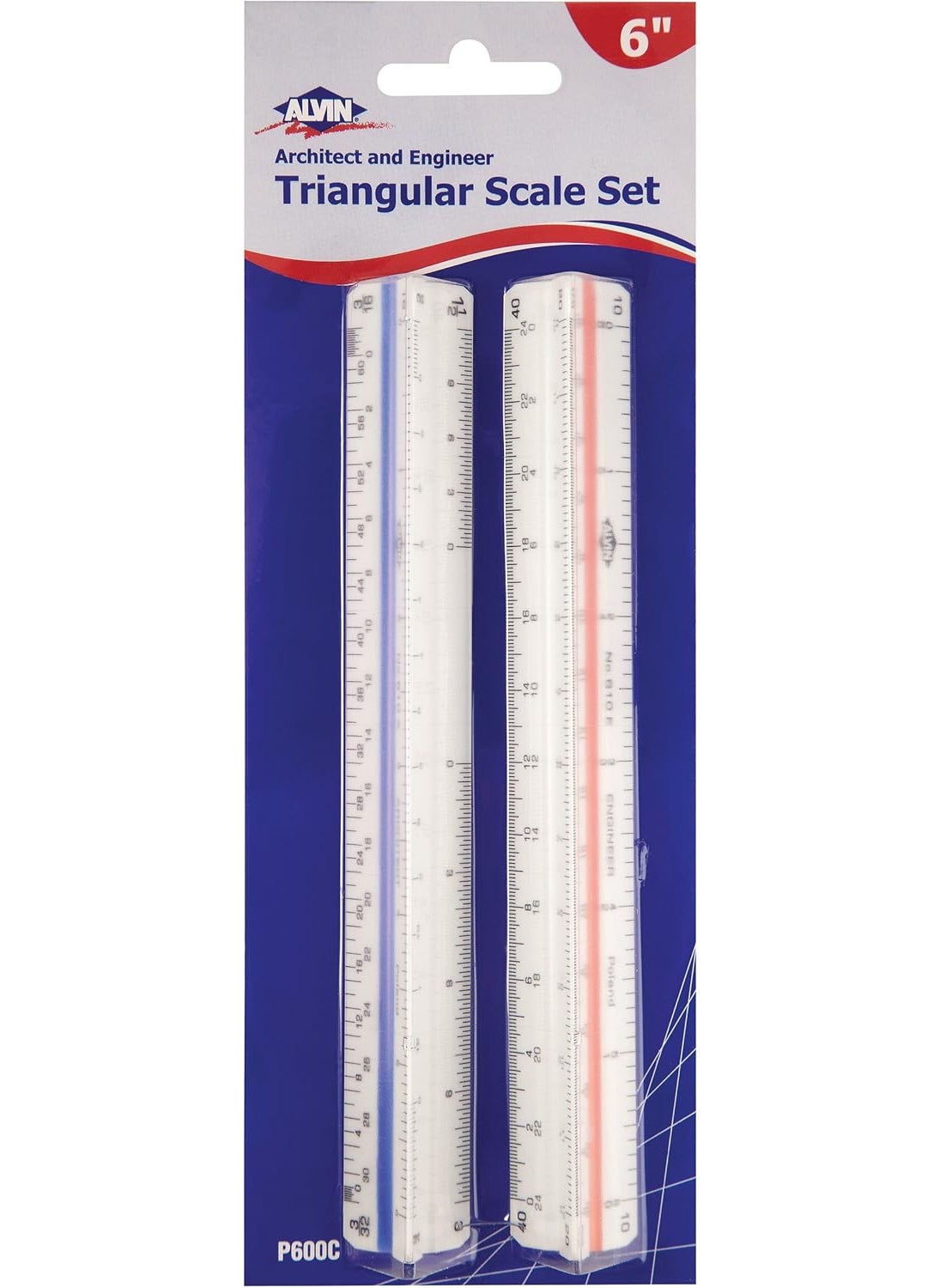 Alvin ALVIN P600C 600 Series 6 inch Plastic Engineer Triangular Scale Set  - Image 1