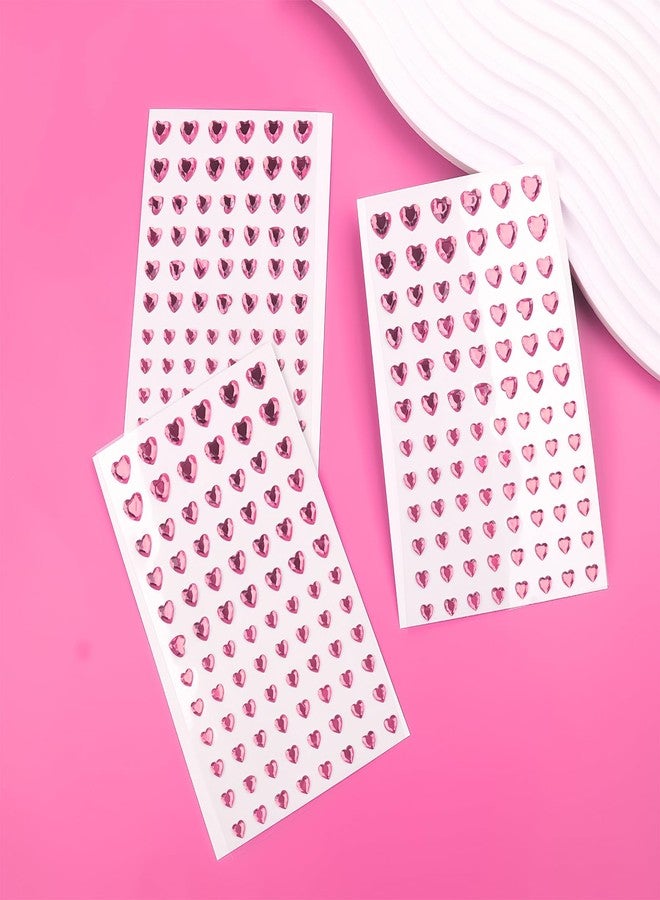 Mangoit 264pcs Heart Gem Stickers - Self Adhesive Jewels, Acrylic Gems DIY Craft Decorative Diamond Stickers, Small Stickers for Kids (264pcs-5/7/10mm-pink) - Image 3