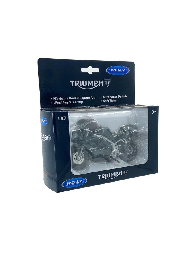 Welly Welly Die Cast Motorcycle Black Triumph 2002 Daytona 9551, 1:18 Scale  - Image 5