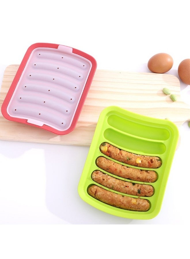 DIY Silicone Sausage Mold Food Supplement Tool Home-made Hot Dog Ham Sausage Grilled Sausage Baking Mold Sausage Mold-Specifications:OPP Packaging-Color:Pink