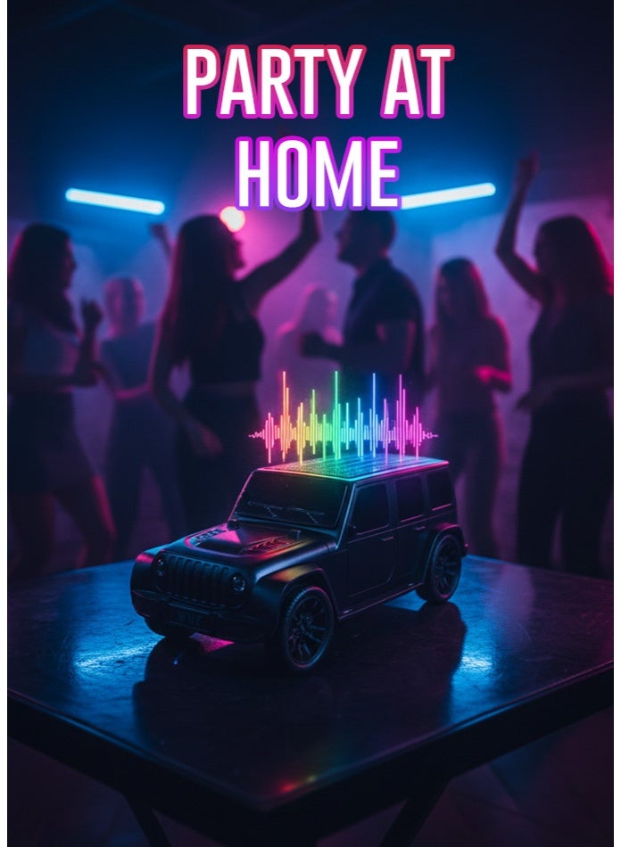 CLEAR TONE Best Wireless Car Speaker with LED Light & DC 5V Input | Loud 10 Watt Bluetooth 5.3 | 10 Meter Range | USB/Type C/Memory Slot/FM |Black Jeep Car Design - Image 3