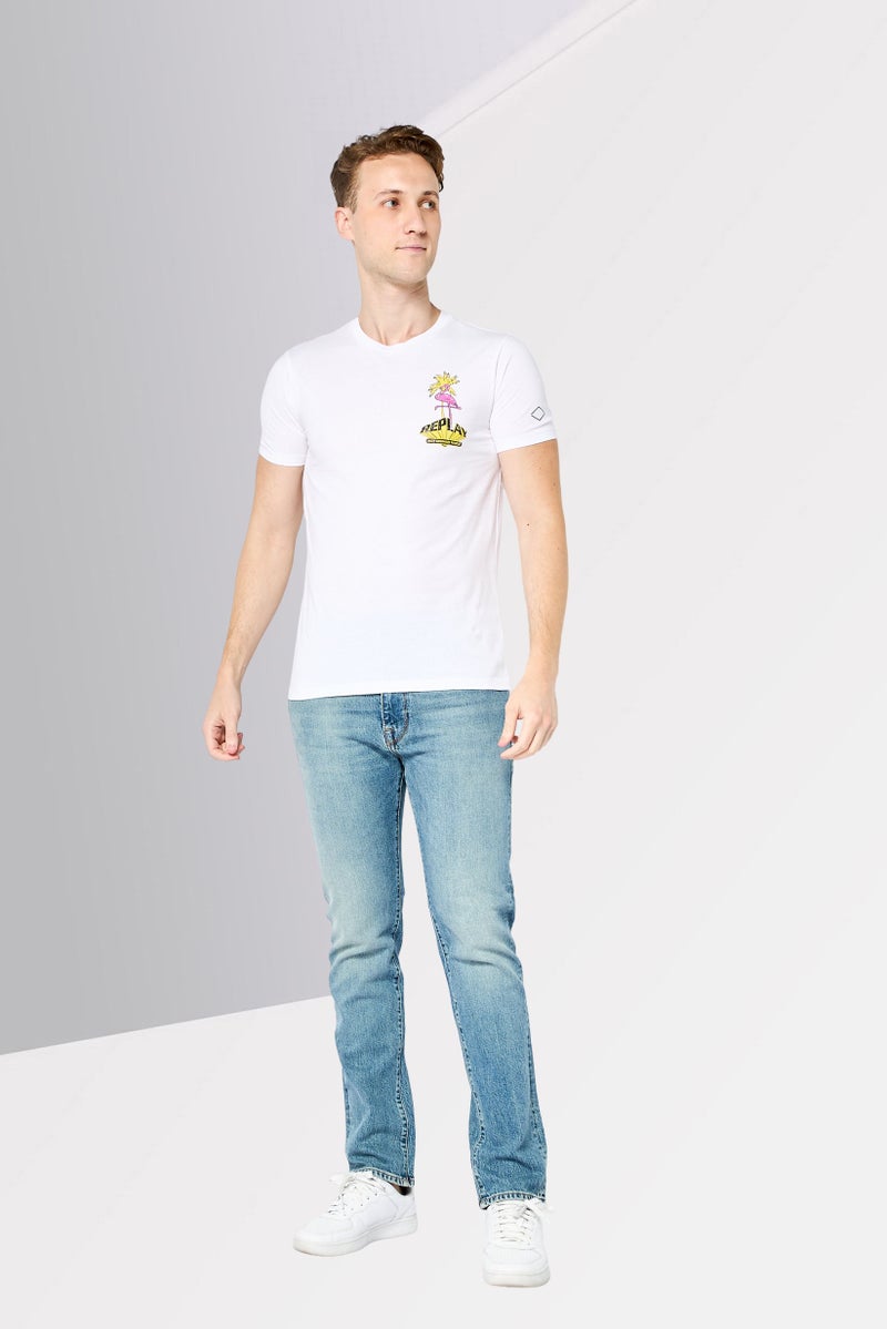 Replay Men Crew Neck Short Sleeves Brand Logo T-Shirt, White - Image 2