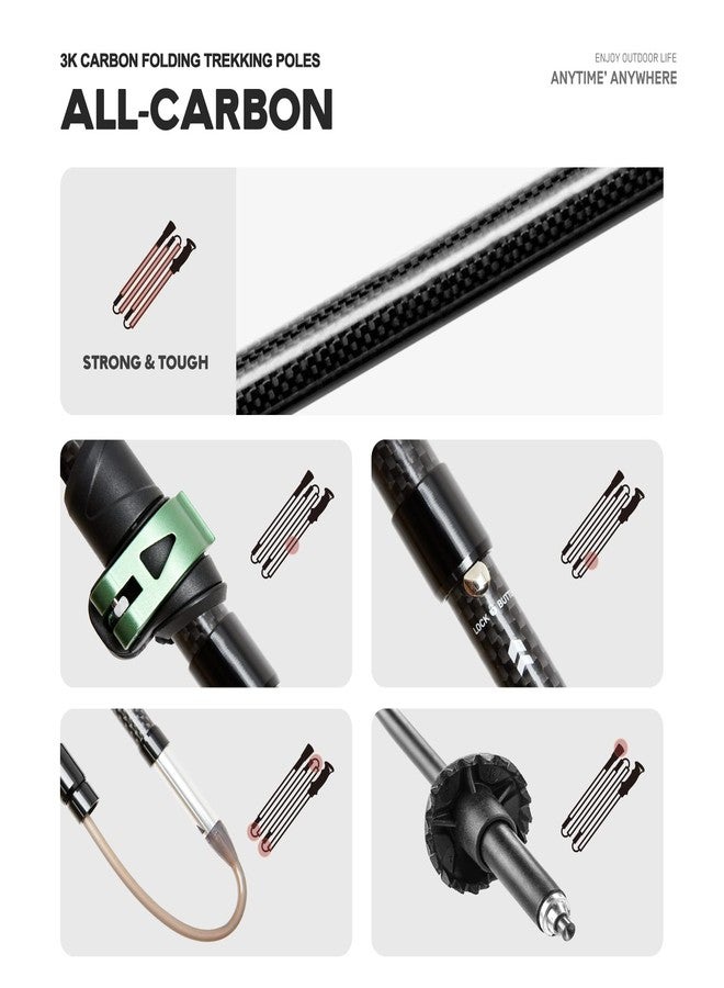 ETROL Carbon Fiber Trekking Poles, Pair of 2 Ultra Lightweight/0.5LB Collapsible Hiking & Walking Sticks for Men and Women, Folding Hiking Poles for Camping Backpacking with Quick Flip Lock,EVA Handle - Image 5