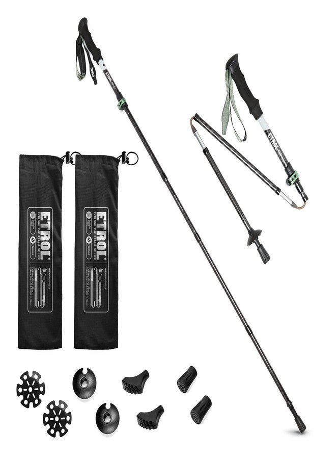 ETROL Carbon Fiber Trekking Poles, Pair of 2 Ultra Lightweight/0.5LB Collapsible Hiking & Walking Sticks for Men and Women, Folding Hiking Poles for Camping Backpacking with Quick Flip Lock,EVA Handle - Image 1
