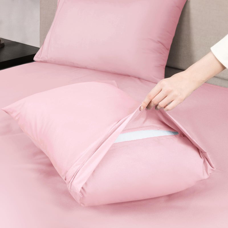 Mejoroom Full Size Sheet Set - Soft Microfiber Bed Sheets - Deep Pocket Fitted Sheet, Breathable, Wrinkle & Fade Resistant - 4 Piece (Full, Blush Pink) - Image 4