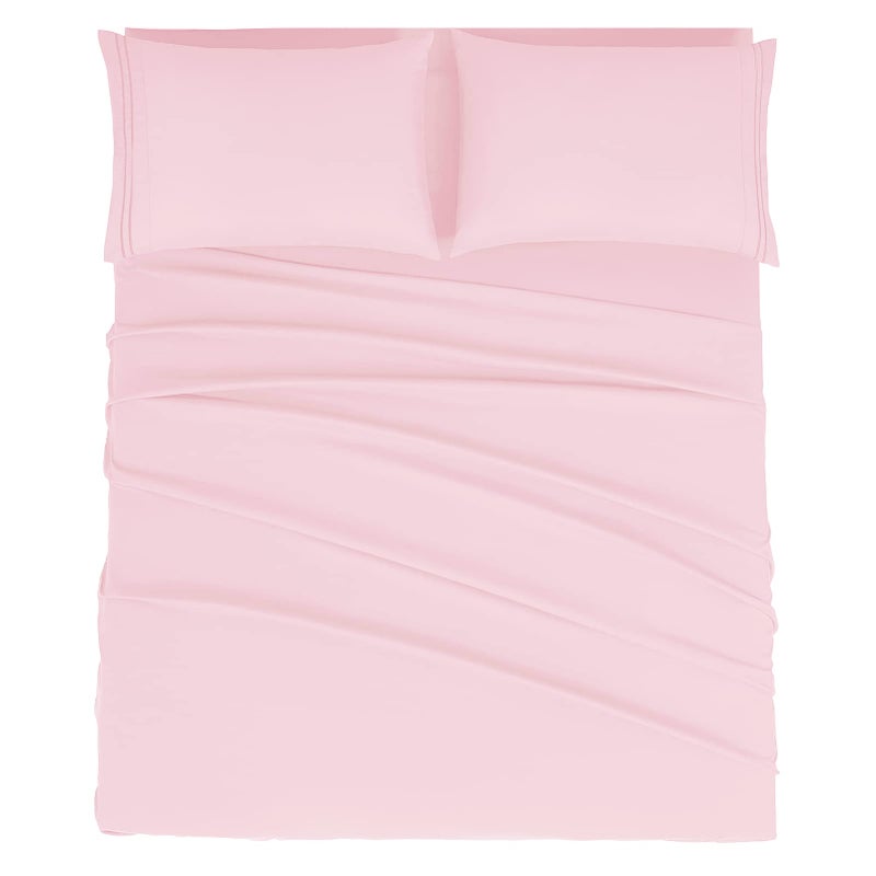 Mejoroom Full Size Sheet Set - Soft Microfiber Bed Sheets - Deep Pocket Fitted Sheet, Breathable, Wrinkle & Fade Resistant - 4 Piece (Full, Blush Pink) - Image 1