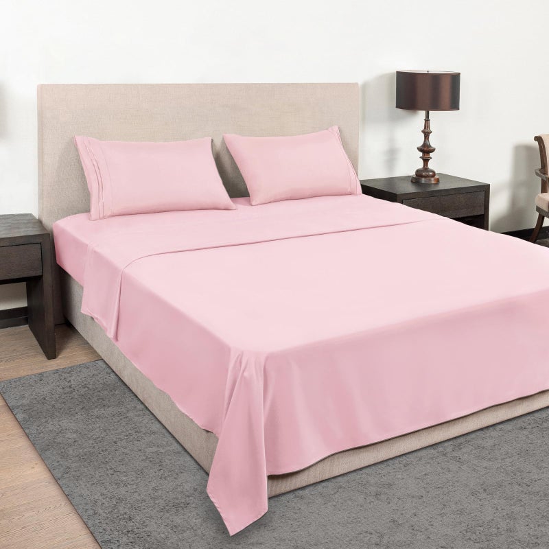 Mejoroom Full Size Sheet Set - Soft Microfiber Bed Sheets - Deep Pocket Fitted Sheet, Breathable, Wrinkle & Fade Resistant - 4 Piece (Full, Blush Pink) - Image 2