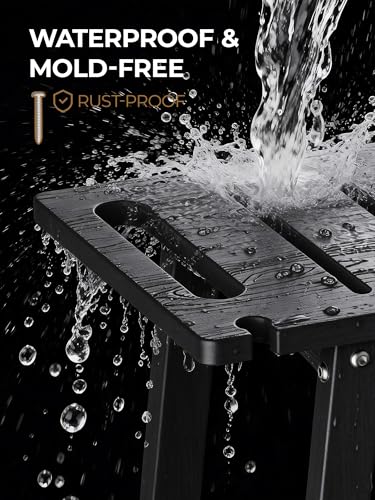 ONSGLM Shower Bench Seat, Non-Slip Shower Benches for Inside Shower to Sit on, HDPE Waterproof Shower Stool for Shaving Legs, Shower Chair with Adjustable Feet for Bathroom, Indoor/Outdoor Use, Black - Image 4