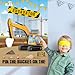 T-Antrix Pin The Bucket on The Excavator Party Games Construction Themed Birthday Games for Kids Boys with 21 x 28 Truck Game Poster Resuable Stickers Construction Party Supplies Party Favor Sets - Image 4