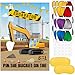 T-Antrix Pin The Bucket on The Excavator Party Games Construction Themed Birthday Games for Kids Boys with 21 x 28 Truck Game Poster Resuable Stickers Construction Party Supplies Party Favor Sets - Image 2
