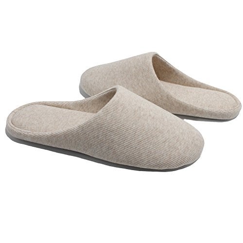 ofoot Women's House Slippers Memory Foam Indoor Shoes,Washable Cotton Non-Slip Rubber Sole,Japanese Style Slip-Ons for Plantar Fasciitis,Lightweight Gift for Mom/Wife (3-Light-beige, US 11-12) - Image 2