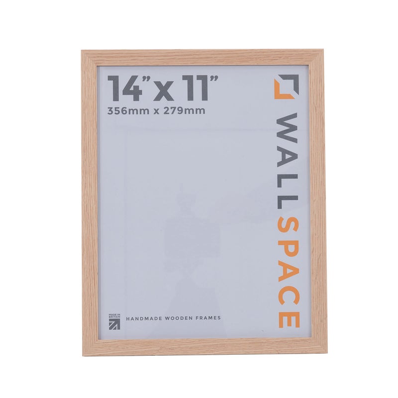 Wall Space 14x11 Oak Frame  Light Oak 14x11 inch Picture Frame  14 x 11 inch Oak Photo Frame  SOLID OAK 11 x 14 Picture Frames  Wooden 11x14 Picture Frame made from SOLID WOOD with REAL GLASS