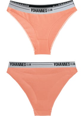 Yohannes Club Women's Elastic Band Cotton Slip Panties 5-Pack Salmon Powder Lilac Navy Blue Black  - Image 2