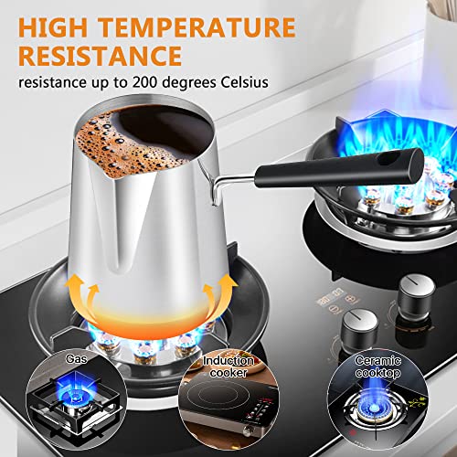 Elesunory Set of 2 Milk Warmer Pot, 11.83 oz/30.43 oz Turkish Coffee Pot, Stainless Steel Butter Warmer with Pouring Spout, Butter Warmer Pot for Making Coffee, Butter, Milk and Chocolate - Image 5