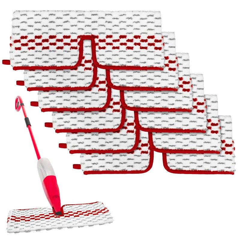 DLAIMI Spray Mop Pads Compatible with Promist Max - Reusable Mop Refills for Oceda Promist Max, Microfiber Double Sided Usable Dry Wet Floor Cleaning (6 Pack Red) - Image 1