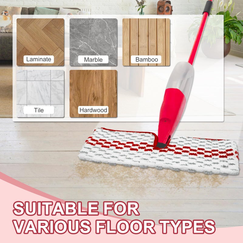 DLAIMI Spray Mop Pads Compatible with Promist Max - Reusable Mop Refills for Oceda Promist Max, Microfiber Double Sided Usable Dry Wet Floor Cleaning (6 Pack Red) - Image 5