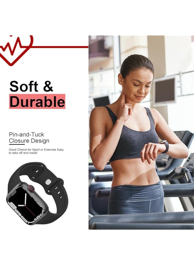 XMUXI Compatible with Apple Watch Band 45mm 44mm 41mm 40mm Soft Silicone Wristband compatible with IWatch 49mm Ultra 9 8 7 6 5 4 SE Waterproof Sport Strap Women Men(3-Pack)  - Image 4