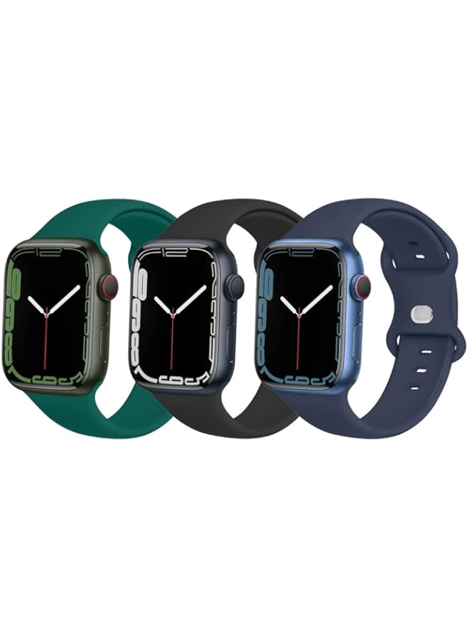 XMUXI Compatible with Apple Watch Band 45mm 44mm 41mm 40mm Soft Silicone Wristband compatible with IWatch 49mm Ultra 9 8 7 6 5 4 SE Waterproof Sport Strap Women Men(3-Pack)  - Image 1