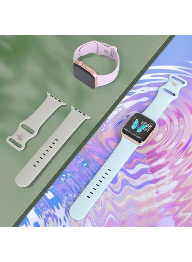 XMUXI Compatible with Apple Watch Band 45mm 44mm 41mm 40mm Soft Silicone Wristband compatible with IWatch 49mm Ultra 9 8 7 6 5 4 SE Waterproof Sport Strap Women Men(3-Pack)  - Image 5