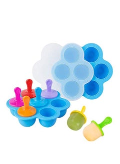 Baby Food Freezer Trays with Lid, Silicone Ice Cube Popsicle Molds with 7 Ice Pop Sticks, Egg Bites Molds Set of 2 for Instant Pot Accessories 3,5,6 qt Pressure Cooker