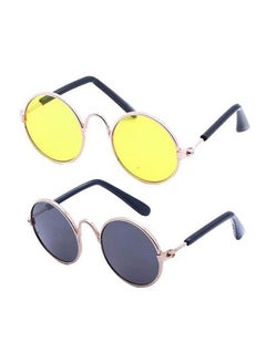 Pet Sunglasses Classic Retro Round Shape Reflection Eye Wear Uv Protection Stylish Goggles Sunglasses For Dogs, Cat And Kitten - Multicolor (Pack Of 1)