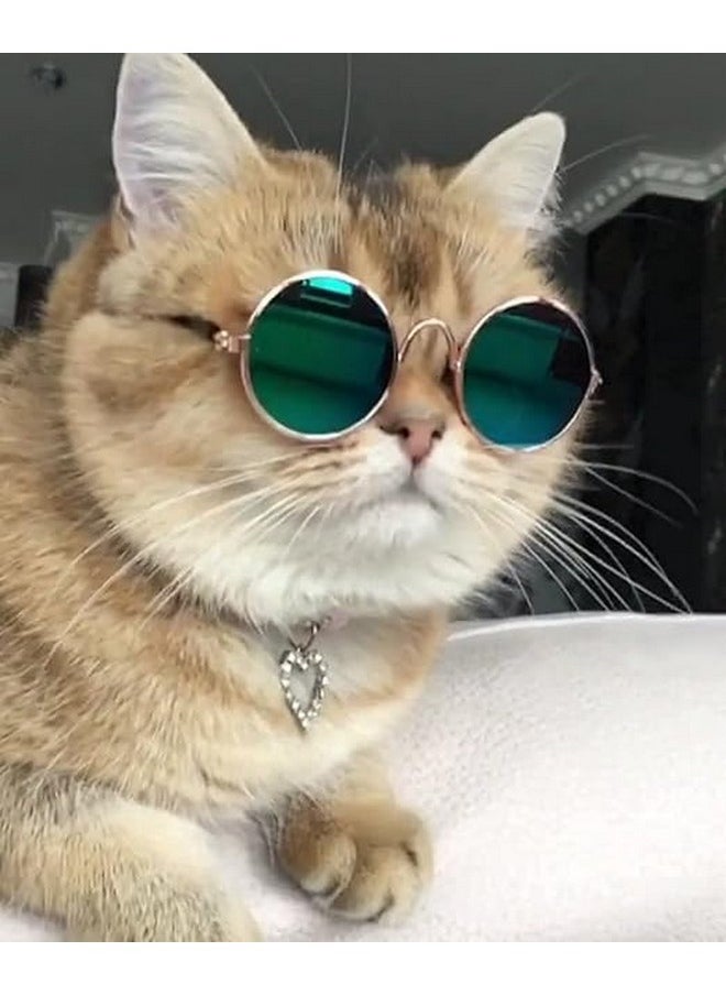 Generic - Pet Sunglasses Classic Retro Round Shape Reflection Eye Wear Uv Protection Stylish Goggles Sunglasses For Dogs, Cat And Kitten - Multicolor (Pack Of 1) - Image 1