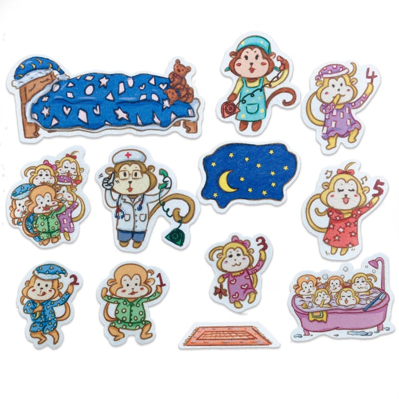 CHEFAN Felt Flannel Board Stories for Toddler Five Little Monkeys Jumping On The Bed Preschool Felt Activities Flannel Graphic - Image 3