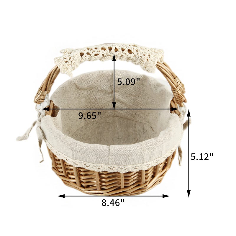 SHCMSADO Wicker Basket with Handles, Woven Willow Storage Basket for Picnic,Decoration,Gift,Wedding (Beige Lace) - Image 4