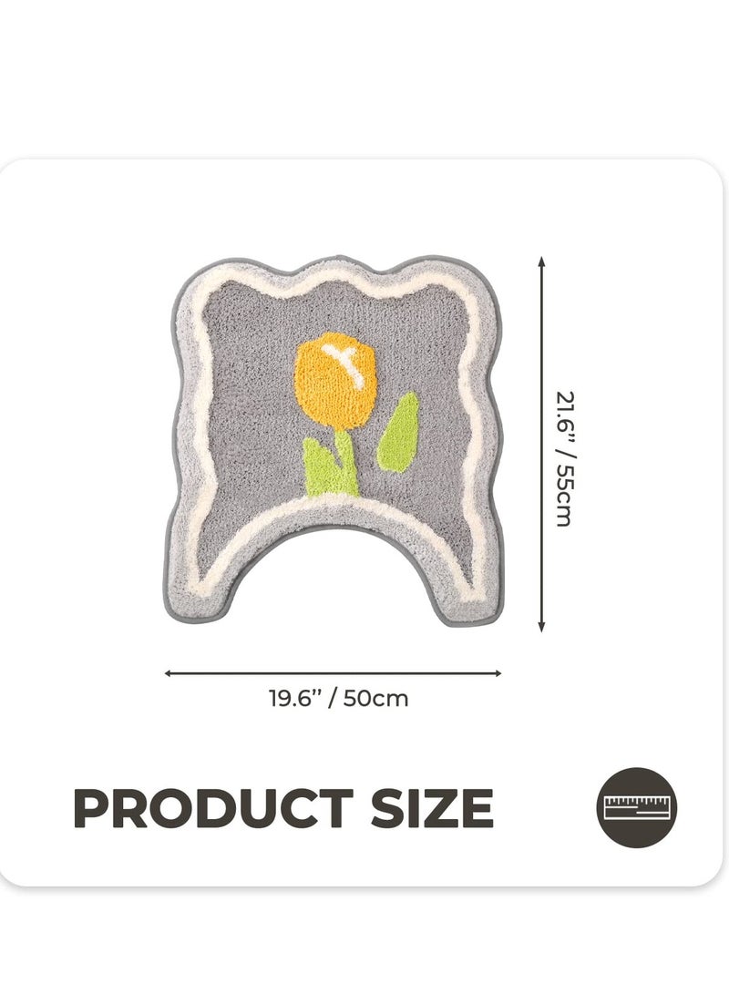 Excefore Bathroom Rugs Bath Mat, U-Shaped Non-Slip Bathroom Rug, Extra Soft and Absorbent Microfiber Bath Rugs, Non-Slip Plush Shaggy Bath Carpet, Machine Wash Dry, 19.6 x 21.6 Inches, Grey - Image 2