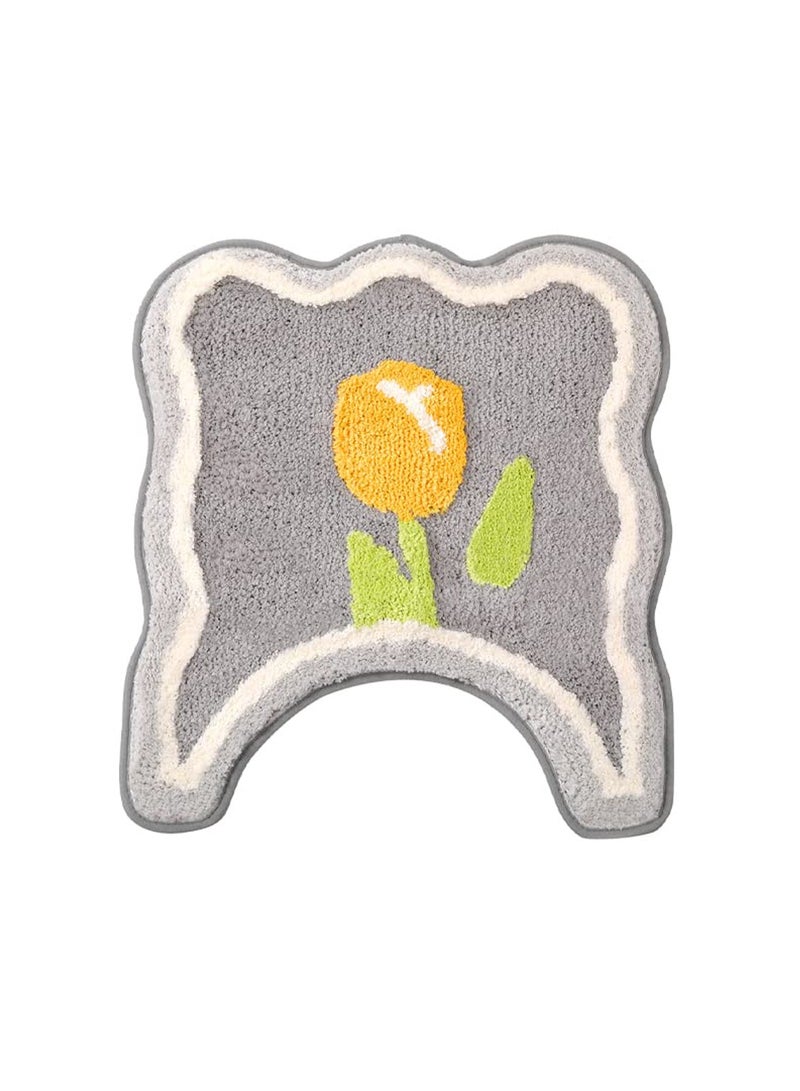 Excefore Bathroom Rugs Bath Mat, U-Shaped Non-Slip Bathroom Rug, Extra Soft and Absorbent Microfiber Bath Rugs, Non-Slip Plush Shaggy Bath Carpet, Machine Wash Dry, 19.6 x 21.6 Inches, Grey - Image 1