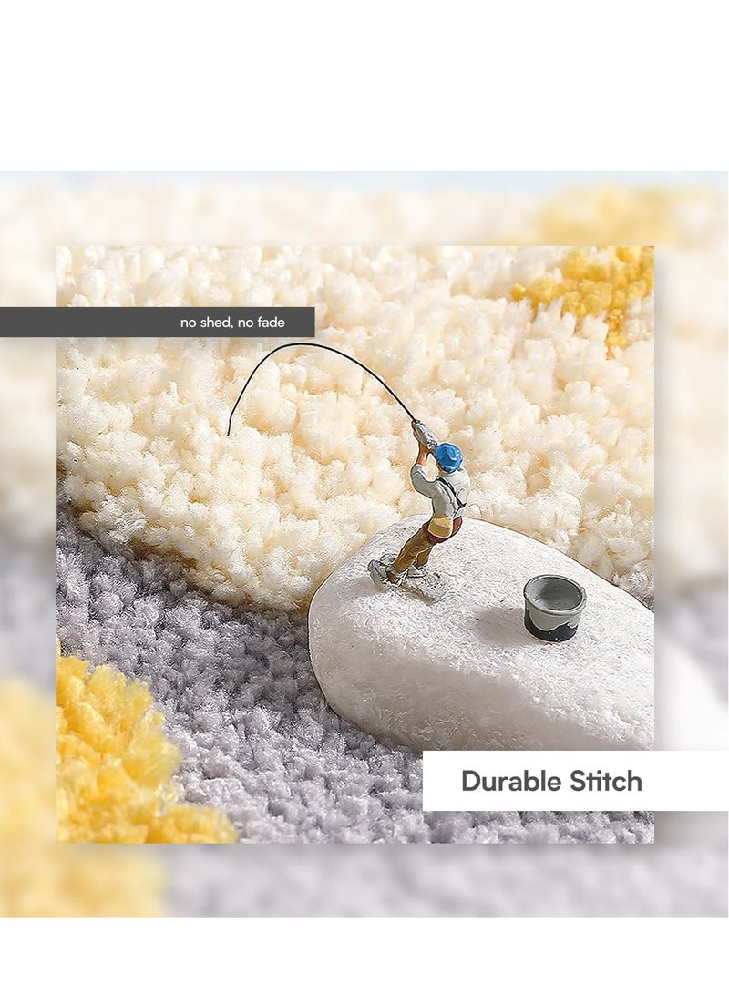 Excefore Bathroom Rugs Bath Mat, U-Shaped Non-Slip Bathroom Rug, Extra Soft and Absorbent Microfiber Bath Rugs, Non-Slip Plush Shaggy Bath Carpet, Machine Wash Dry, 19.6 x 21.6 Inches, Grey - Image 5