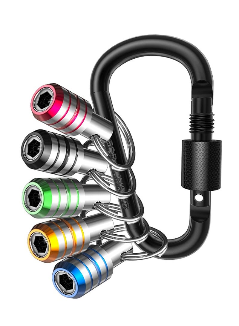 Yakumuz Bit Holder, Yakumuz 1/4inch Drill Bit Holder Keychain for Impact Driver Pull Back to Unlock Quick Change Magnetic Screwdriver Bit Holders-5Pcs  - Image 1