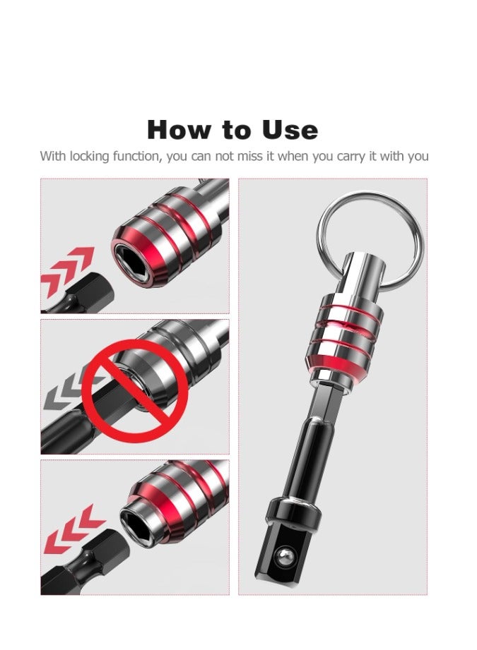 Yakumuz Bit Holder, Yakumuz 1/4inch Drill Bit Holder Keychain for Impact Driver Pull Back to Unlock Quick Change Magnetic Screwdriver Bit Holders-5Pcs  - Image 4