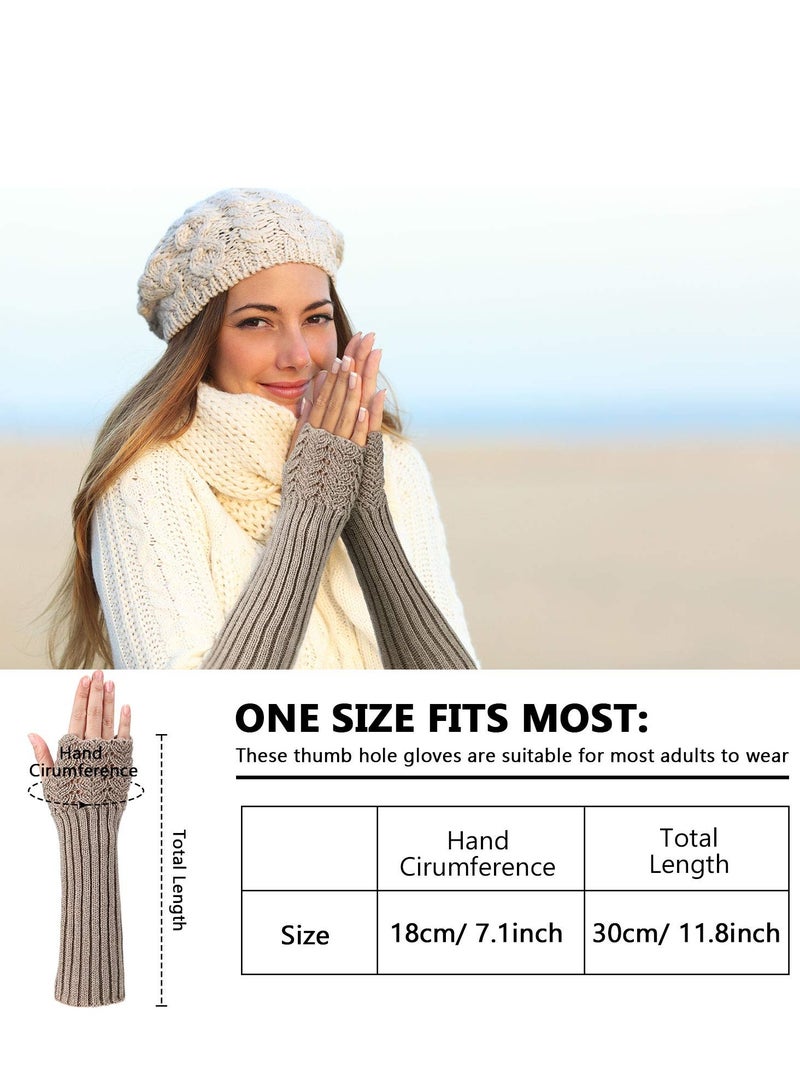 SOLARAE 2 Pairs Winter Warm Knitted Long Arm Warmers Gloves - Image 5