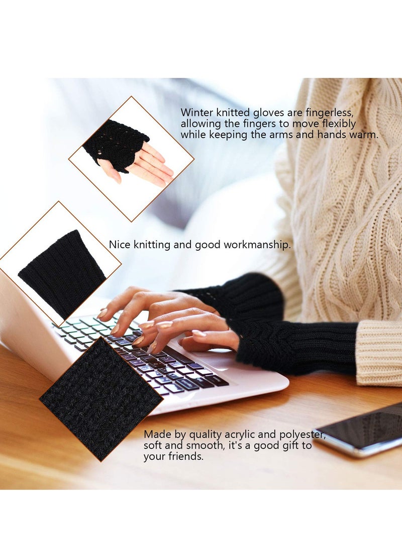 SOLARAE 2 Pairs Winter Warm Knitted Long Arm Warmers Gloves - Image 3