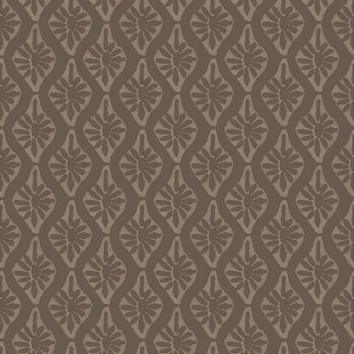 NuWallpaper Chris Loves Julia x Nova Carob Brown Peel and Stick Wallpaper Carob Brown Botanical Removable Contact Paper for Walls Self Adhesive Wall Covering for Bedroom Living Room Accent Wall - Image 1
