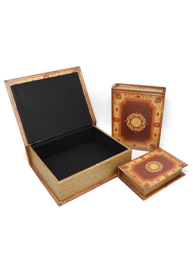 چولي تاك صناديق كتب جوليتاك المزخرفة بنمط خريطة العالم، صندوق غير مرئي بغطاء مغناطيسي، مجموعة من 3 قطع من الخشب الصناعي للتخزين (كلاسيكي) - Image 5