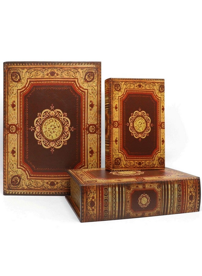چولي تاك صناديق كتب جوليتاك المزخرفة بنمط خريطة العالم، صندوق غير مرئي بغطاء مغناطيسي، مجموعة من 3 قطع من الخشب الصناعي للتخزين (كلاسيكي) - Image 1