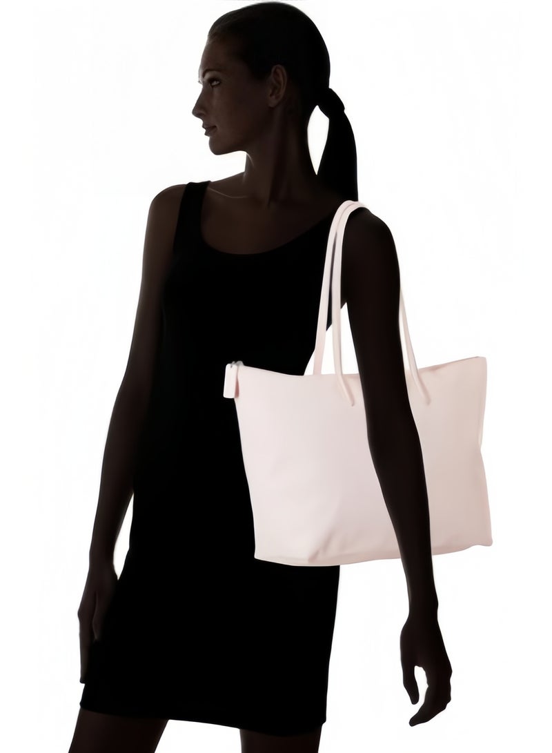 لاكوست حقيبة يد بحجم كبير نسائية من لاكوست L12.12 Concept للأزياء متعددة الاستخدامات بسعة كبيرة، حقيبة على الكتف بسحاب، حقيبة توت بحجم كبير باللون الوردي مقاس 35 سم * 30 سم * 14 سم - Image 2