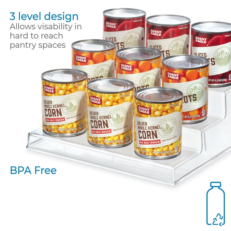 InterDesign رف توابل ثلاثي الطبقات من البلاستيك المعاد تدويره من iDesign 8.8"" x 10.1"" x 3.5"" - Image 3