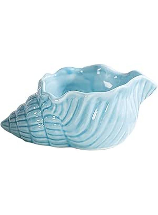 Ceramic Conch Ashtray Large Polished Blue Shell Ash Holder Reusable Home Desk Decor - Image 1