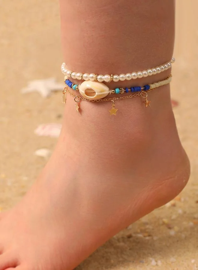 تايك تو طقم خلخال بخرز ونجوم للأطفال 3 قطع