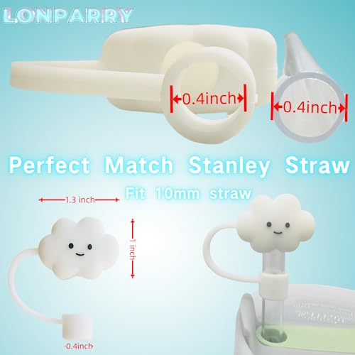 LONPARRY Dust-Proof Silicone Straw Cover Cap for Stanley Cup Accessories 40 OZ Tumbler| 4 Pcs Reusable Cloud Shape Straw Toppers| Food Grade Material and BPA-free - Image 3