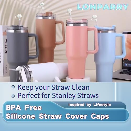 LONPARRY Dust-Proof Silicone Straw Cover Cap for Stanley Cup Accessories 40 OZ Tumbler| 4 Pcs Reusable Cloud Shape Straw Toppers| Food Grade Material and BPA-free - Image 2