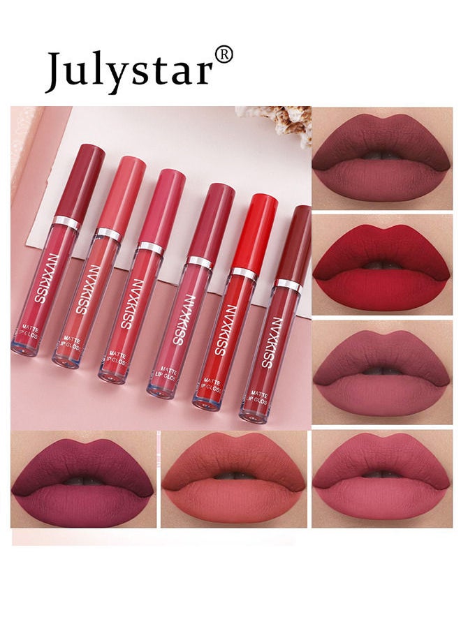 Julystar 6 Colors Matte Liquid Lipstick Makeup Set, Matte Velvety Long-Lasting Wear Non-Stick Cup Not Fade Waterproof Lip Gloss (B)  - Image 1